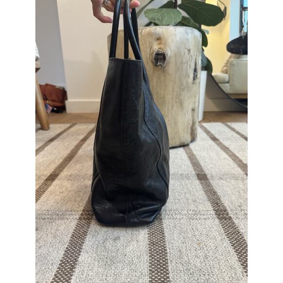 Claudia Firenze Black Leather Tote Bag Purse Large Italy - Picture 4 of 12